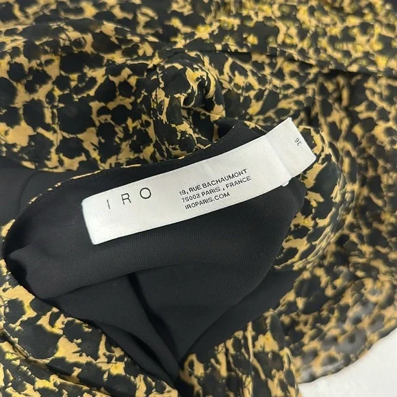 Iro Morello One Shoulder Dress Mini Silk Satin Cheetah Brown Black Print Size 4 - Picture 13 of 13